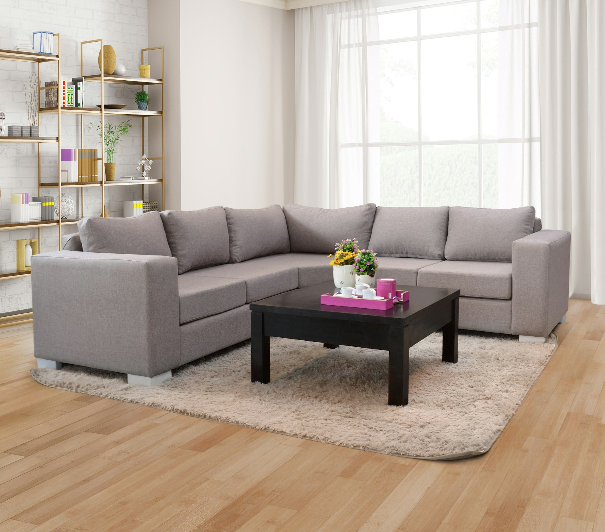 A living room set of the kind rent-to-own stores carry