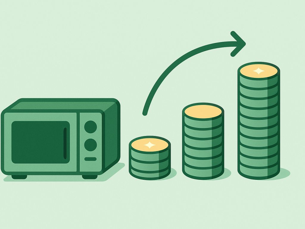 Illustration comparing the cost of paying cash, buying out early, and paying a rent-to-own agreement to term.